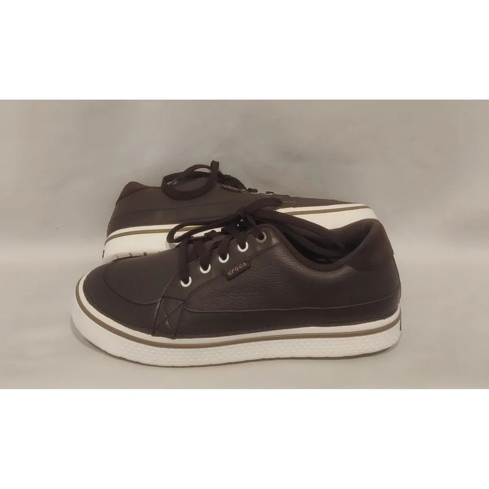 Crocs Golf Hank Haney Mens Brown Leather Bradyn Spikeless Golf Shoes Size 12 EUC